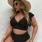 Maillot de Bain Femme Noir Deux Pièces – Haut à Volants & Culotte Taille Haute Gainante
