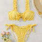 Bikini brodé avec volants – Haut à larges bretelles et culotte nouée ajustable