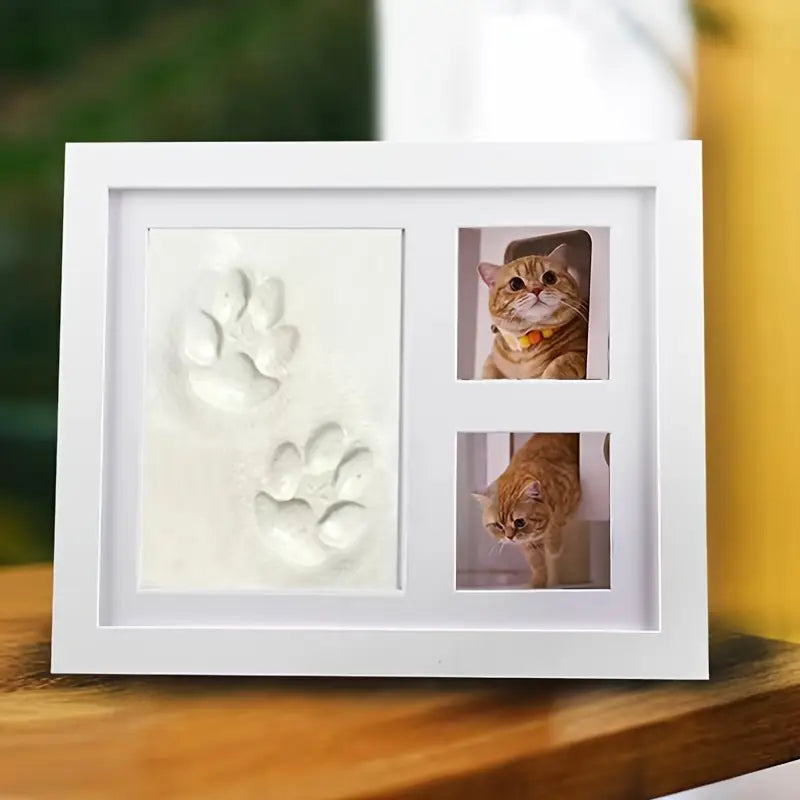 Cadre Empreinte Patte avec Photos – Souvenir Émotionnel pour Chien ou Chat Décédé