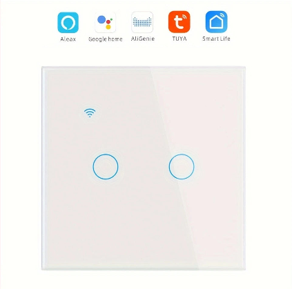 Interrupteur Tactile Wi-Fi Intelligent 2/3 Boutons – Verre Trempé Noir ou Blanc, Compatible Alexa, Google Home, TUYA
