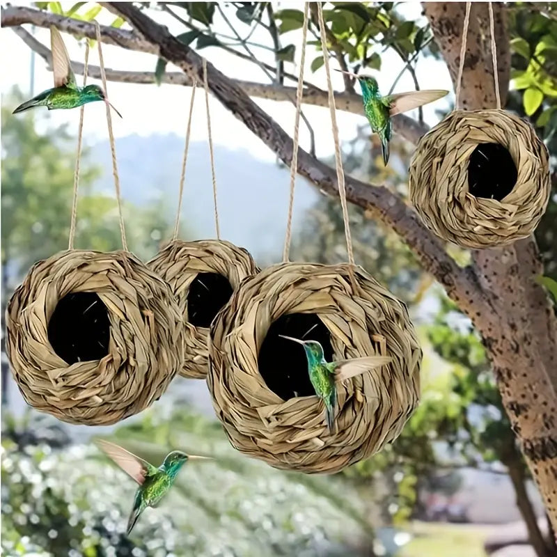 Nichoir Suspendu en Herbe Tressée pour Oiseaux – Abri Naturel Résistant pour Jardin et Balcon