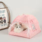 Tente Lit pour Chat en Tissu Rose avec Voilage – Maison Douillette et Respirante pour Animaux de Compagnie
