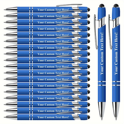Lot de 20 Stylos Personnalisés avec Texte – Stylo Bille + Stylet Tactile – Idéal Entreprises, Mariages, Événements