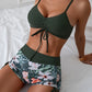 Short de bain floral taille haute pour femme – Coupe galbante et imprimé tropical, parfait pour l’été
