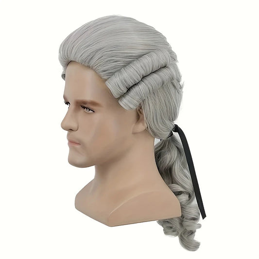 Perruque Homme Cheveux Longs avec Ruban – Look Élégant & Cosplay Classique