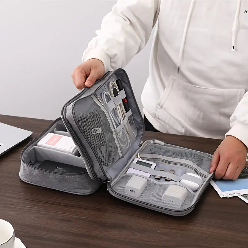 Organisateur de Câbles et Accessoires Électroniques – Grande Pochette de Rangement Étanche pour Chargeurs, Fils et Gadgets Tech