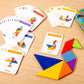 Jeu de Tangram en Bois avec Cartes Défi – Puzzle Éducatif Géométrique pour Enfants et Adultes
