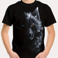 T-shirt Garçon Noir Motif Loup 3D – Haut Imprimé Animal Sauvage Mode Streetwear Enfant
