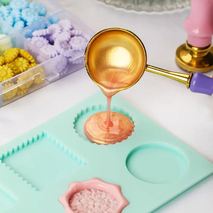 Moules en Silicone pour Cachets de Cire – Formes Géométriques et Fleurs pour Scrapbooking, Cartes et DIY