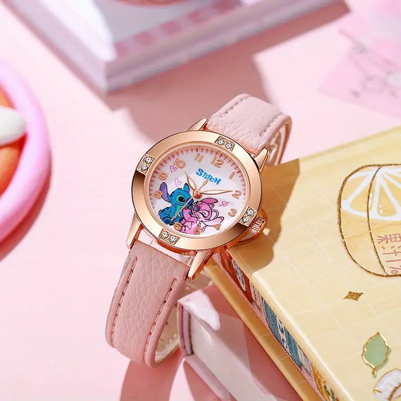 Montre Enfant Fille Rose avec Personnage Stitch