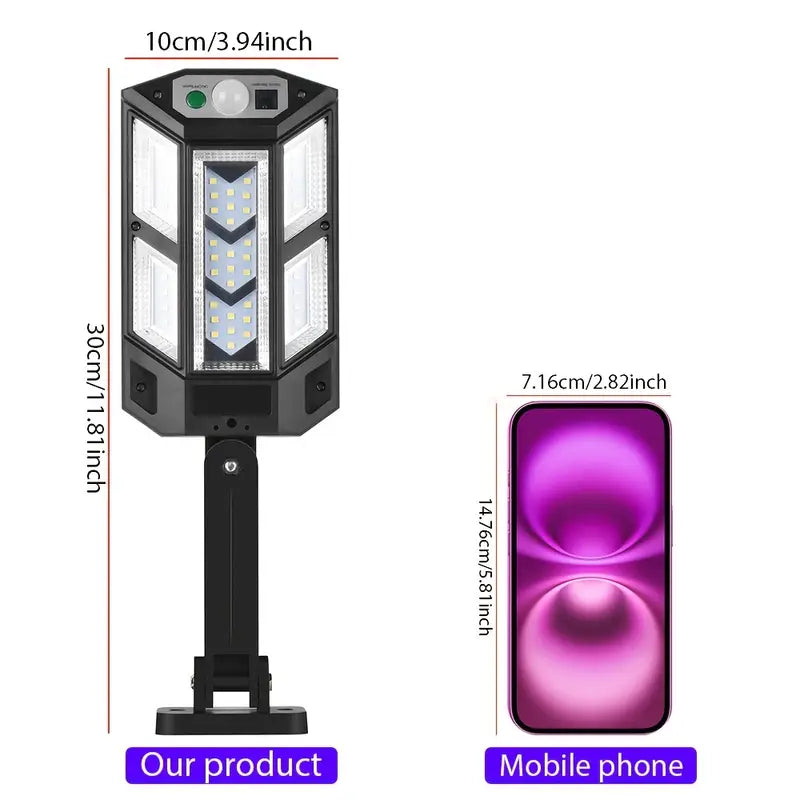 Projecteur LED Solaire Extérieur 300W avec Détecteur de Mouvement – Éclairage Puissant Étanche pour Jardin, Allée et Garage