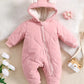 Combinaison Body Bébé Hiver Rose avec Capuche Oreilles – Pyjama Chaud et Doux