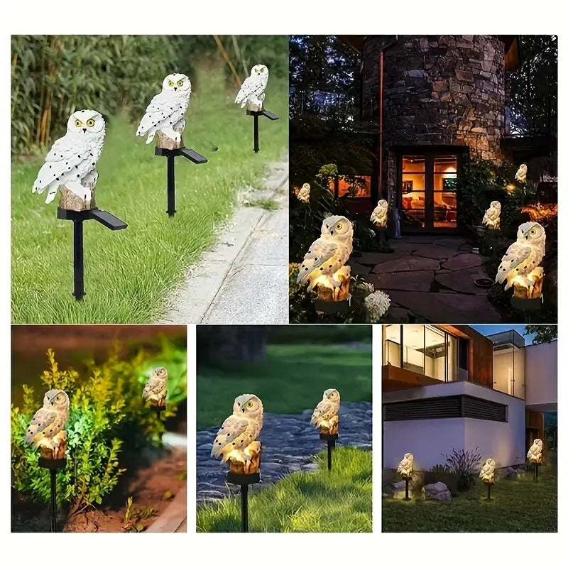 Statue Solaire Hibou Lumineux – Sculpture de Jardin Décorative LED Étanche pour Extérieur