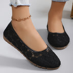 Ballerines femme en dentelle florale
