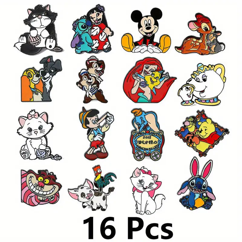 Lot de Broches Disney Enfant – Pins Mickey, Stitch, Bambi, La Petite Sirène, Winnie et Personnages Classiques