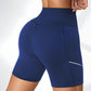 Shorty Gainant Femme Sport Taille Haute avec Poche – Legging Court Sculptant, Effet Ventre Plat et Maintien Optimal