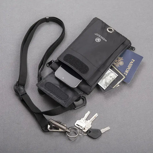 Sacoche tour de cou avec port USB Protège-passeport intelligent et antivol pour voyageur connecté