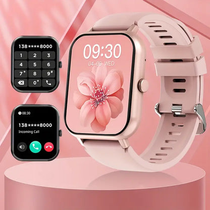 Montre connectée rose avec appels Bluetooth – Suivi santé, notifications et écran tactile HD