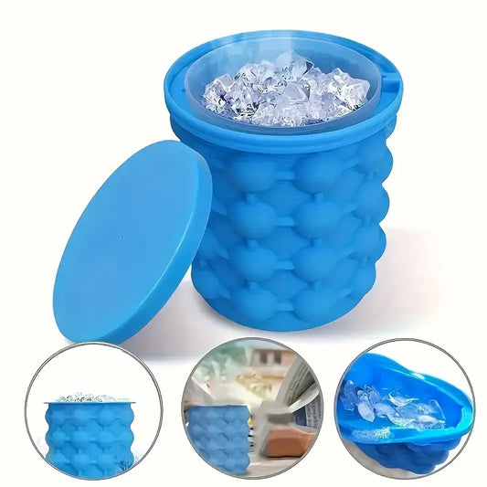 Bac à Glaçons Réutilisable en Silicone – Seau Compact avec Couvercle pour Congélation Rapide et Stockage Facile