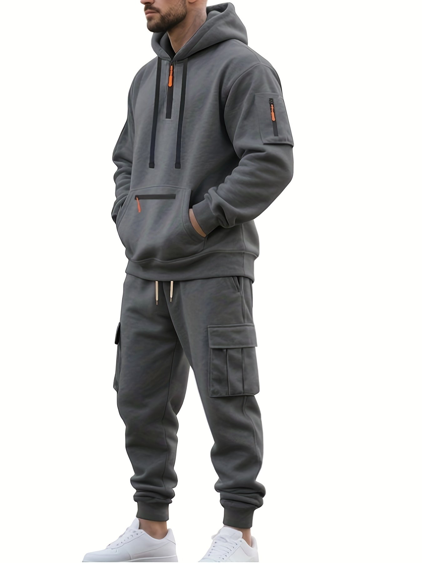 Ensemble décontracté et athlétique à capuche zippée pour homme