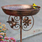 Bain d’Oiseaux de Jardin en Métal Antique – Abreuvoir Décoratif sur Pied avec Motifs Fleur et Colibri | Soins des Oiseaux et de la Faune