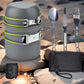 Kit ustensiles de camping léger – Popote en aluminium avec couverts pliables et sac de transport