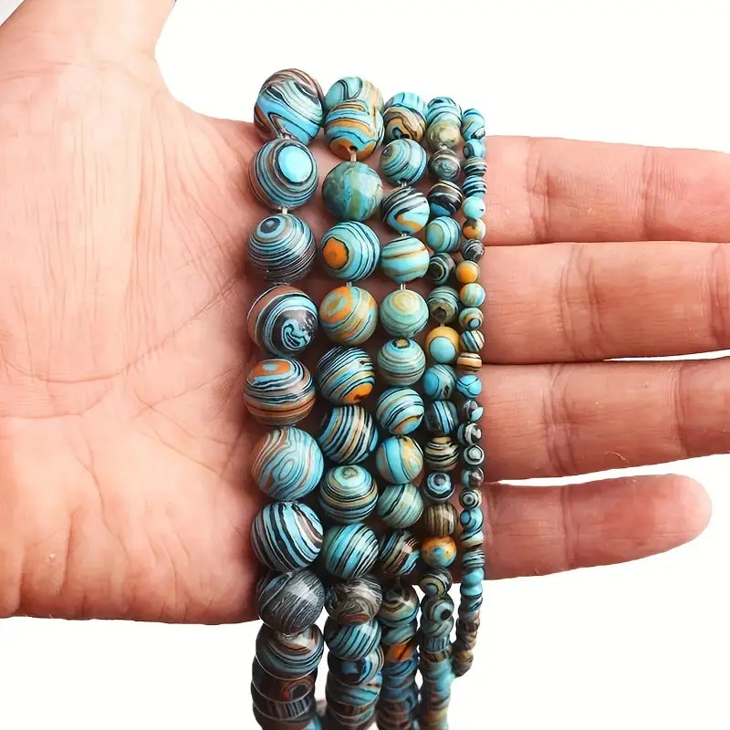 Perles rondes en pierre naturelle jaspe océan – Pierres précieuses en vrac pour création de bijoux et lithothérapie