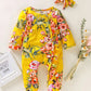 Body Bébé Fille à Fleurs Jaune avec Bandeau – Pyjama Combiné Confortable et Élégant