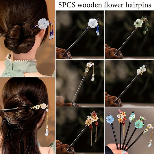 Épingles à cheveux fleurs style chinois – Accessoires coiffure femme élégants et raffinés