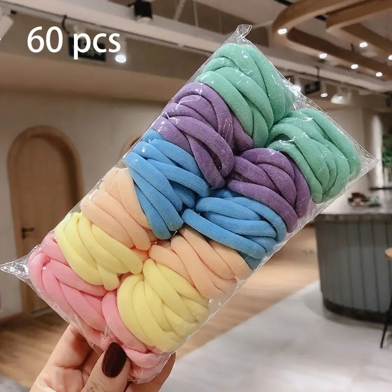 Lot d'Élastiques Cheveux Sans Métal – Tons Neutres, Noirs, Colorés, Doux et Solides pour Tous Types de Cheveux