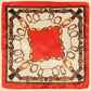 Foulard carré en soie motif équestre rouge et doré – Écharpe élégante pour femme