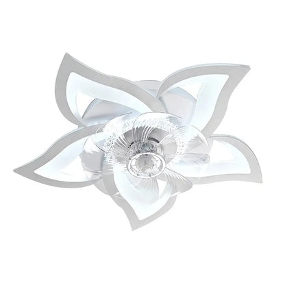 Ventilateur Plafonnier LED Design Fleur, coloris Blanc