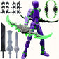 Ensemble Figurine Articulée avec Armes Interchangeables, coloris Violet et vert