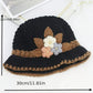 Chapeau cloche femme en crochet noir avec fleurs décoratives – Accessoire bohème chic été/printemps