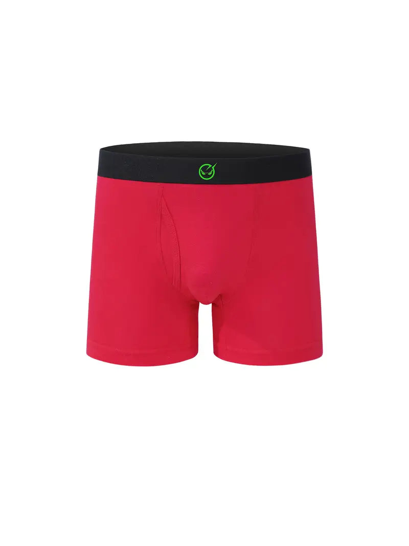 Boxer Enfant Rouge Confortable – Sous-Vêtement Garçon Ceinture Élastique Noire
