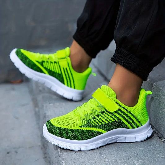 Baskets fille rouge et noir – Chaussures de sport légères en maille respirante avec semelle antidérapante