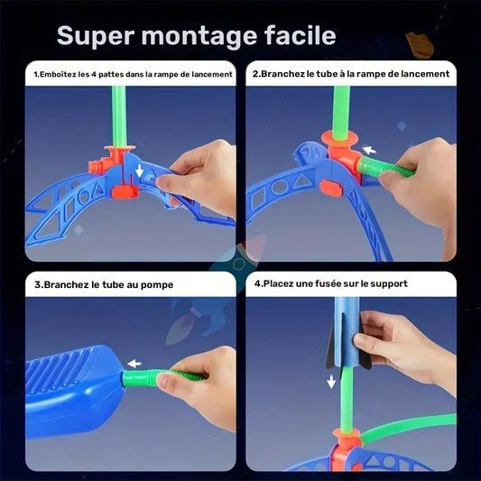 Lance-fusée à air pour enfants – Jeu de plein air amusant avec fusée en mousse sécurisée