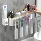 Organisateur Mural Salle de Bain avec Gobelets et Porte-Brosses – Support Multifonction avec Distributeur Dentifrice