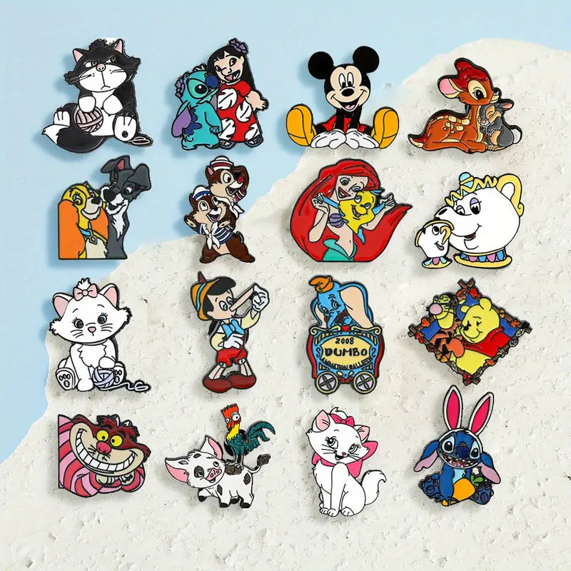 Lot de Broches Disney Enfant – Pins Mickey, Stitch, Bambi, La Petite Sirène, Winnie et Personnages Classiques