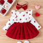 Robe Bébé Fille Blanche à Cœurs Rouges avec Grand Nœud – Tenue Mignonne et Élégante