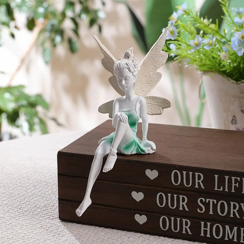 Sculpture de jardin fée assise – Statue décorative extérieure élégante pour embellir vos espaces verts