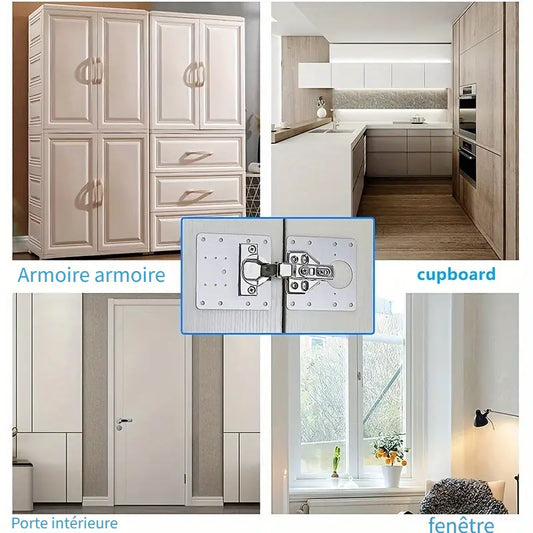 Charnière Invisible Réglable pour Porte et Meuble – Quincaillerie Robuste pour Armoire, Cuisine et Fenêtre
