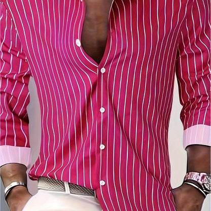 Chemise À Rayures Décontractée À Manches Longues, coloris Rose
