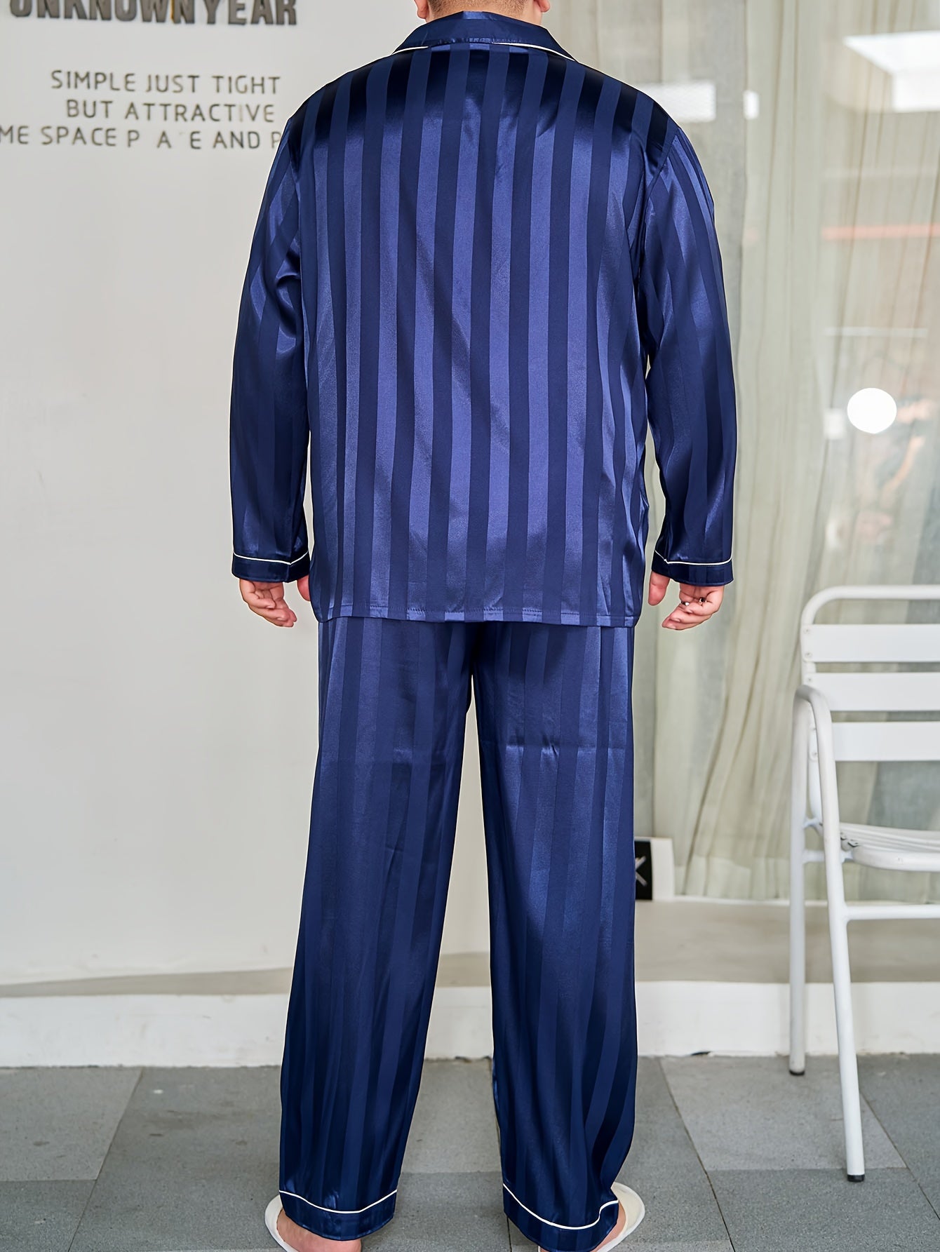Pyjama décontracté pour homme grande taille en jacquard rayé
