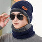 Ensemble bonnet et écharpe tube homme – Tricot chaud doublé polaire pour hiver