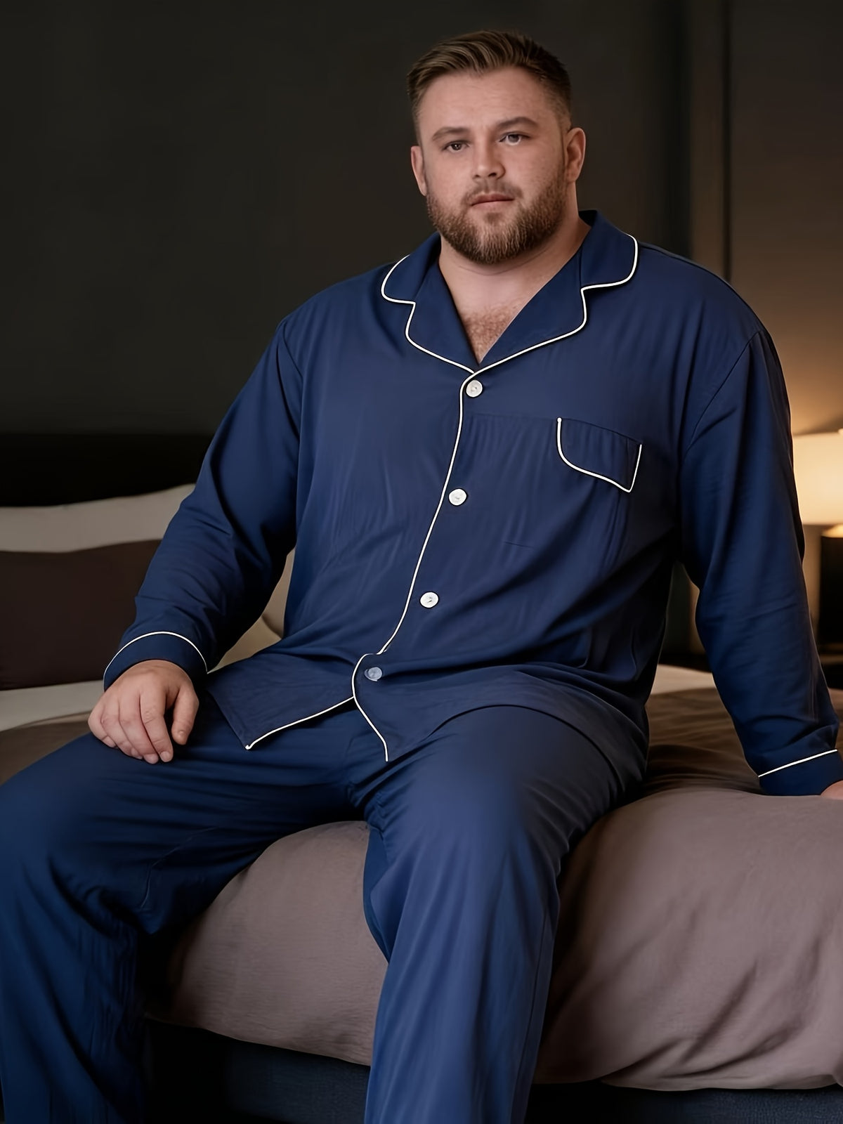 Nouvel ensemble de pyjama pour homme grande taille avec manches