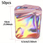 Sachets holographiques zip rose – Pochettes plastique refermables brillantes pour emballage cadeau, bijoux, bonbons ou artisanat