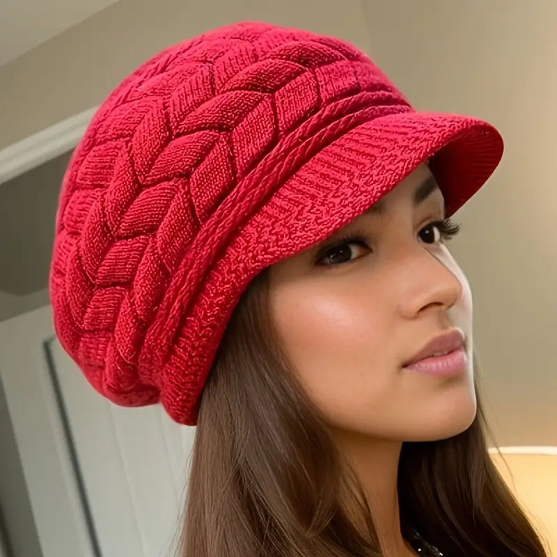Casquette femme hiver en tricot épais – Style chaud, chic et confortable