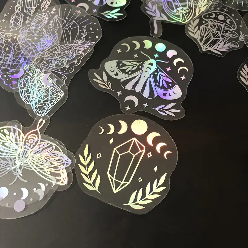 Autocollants Holographiques Papillon et Motifs Mystiques – Stickers Brillants pour Ordinateur Portable, Tablette et DIY