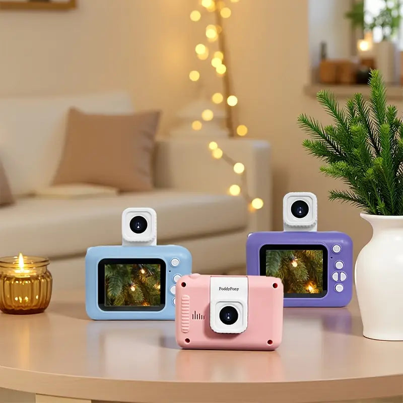 Appareil Photo Numérique pour Enfants PoddyPony – Caméra HD Rechargeable avec Écran et Objectif Amovible